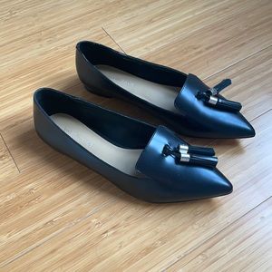 Pointed toe flats with tassels